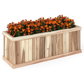 Wooden Raised Garden Bed Natural Acacia Wood Rectangular Planter Box With Drainage For Sun Rooms, Balconies, Patios, And Gardens