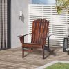Oversized Adirondack Chair, Outdoor Fire Pit and Porch Seating, Classic Log Lounge w/ Built-in Cupholder for Patio, Lawn, Deck, Brown
