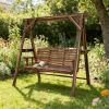 Porch swing, terrace swing, garden swing, carbonized brown(with bracket)