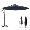 10 ft Offset Patio Umbrella with Cover, Hanging Cantilever Umbrella with 360Â° Rotation, Crank Handle, Tilt, Navy Blue