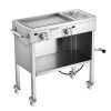 Outdoor Propane Griddle, 2 Burners (11,600 BTU Each), Commercial Stainless Steel Gas Griddle Cart with 4 Lockable Wheels, 1/3 Food Pan