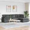 Modular Sofa with Footstool&Cushions Fabric Dark Gray