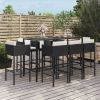 Garden Bar Set Black PE Rattan Footrest Garden Bar Set