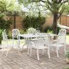 Garden Dining Set White Cast aluminum Medium Seats Many