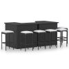 Garden Bar Set Black Poly Rattan, Powder-coated Steel Large