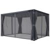 10' x 13' Outdoor Retractable Pergola w/ Sun Shade Louvered Top, Pergola w/ Canopy, Curtains, Netting, Dark Gray