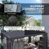 10' x 13' Outdoor Retractable Pergola w/ Sun Shade Louvered Top, Pergola w/ Canopy, Curtains, Netting, Dark Gray