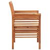 Garden Dining Chair Set of 8 Natural acacia wood, Cream cushion