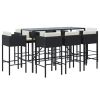 Garden Bar Set Black PE Rattan Footrest Garden Bar Set