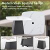 5-Piece Outdoor Pedestal Dining Set, 44" Rounded Square Sintered Stone Table with Flared Base and 4 Armchairs, Sunbrella Cushions, Rust-Free Aluminum
