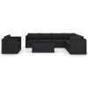 Garden Lounge Set Black Poly Rattan, Powder-Coated Steel Large