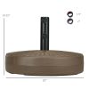 Umbrella Stand Round Fillable Base for 1.5 2 Poles Outdoor Lawn Deck Brown