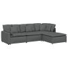 Modular Sofa with Footstool&Cushions Fabric Dark Gray