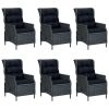 7 Piece Patio Dining Set with Cushions Poly Rattan Dark Gray
