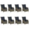 Patio Dining Set Set of 8 Brown, Black PE Rattan Large