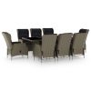 Patio Dining Set Set of 8 Brown, Black PE Rattan Large