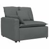 Modular Sofa with Footstool&Cushions Fabric Dark Gray