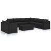 Garden Lounge Set Black Poly Rattan, Powder-Coated Steel Large