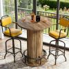 Bar Table, Round Bistro Pub Table with Footrest for Dining Coffee Cocktail(Only Table)