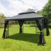 13x10 Outdoor Patio Gazebo Canopy Tent With Ventilated Double Roof And Mosquito net(Detachable Mesh Screen On All Sides),Suitable for Lawn, Garden