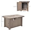 Propane Fire Pit Table, 30,000 BTU 42" Wicker-Effect Gas Fire Table, Auto-Ignition Rectangular Outdoor Firepit with Lid, Ceramic Tabletop