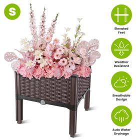 Outdoor Raised Garden Bed With Legs Elevated Planter Box With Self-watering System For Garden Patio Balcony Vegetables Flowers Herbs PP Plastic Box Ea (Option: S)