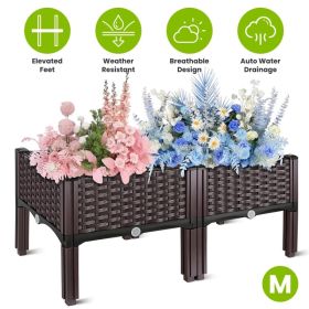 Outdoor Raised Garden Bed With Legs Elevated Planter Box With Self-watering System For Garden Patio Balcony Vegetables Flowers Herbs PP Plastic Box Ea (Option: M)