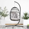 Hanging Folding Egg Chair for Indoor Outdoor Patio with Aluminum Frame and Metal Stand;  330lbs Capacity