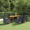 7 Piece Patio Dining Set Dark Gray