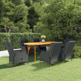 7 Piece Patio Dining Set Dark Gray (Color: Grey)