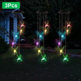 LED Solar Hummingbird Wind Chime For Spring Solar String Lights 6 LEDs Color-Changing IP65 Waterproof Decorative Lamp Lighting For Home Garden Fence P (Option: 3Pc)